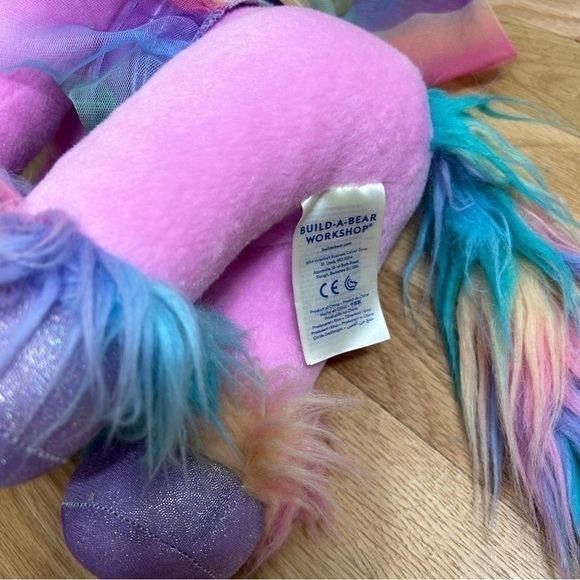 Build a Bear Rainbow Unicorn Plush W/ Sparkle Tulle Dress Stuffed Animal Purple - Picture 9 of 10